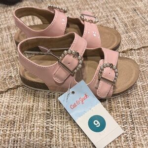 Cat & Jack Glossy Light Pink Pearl Buckle Sandals